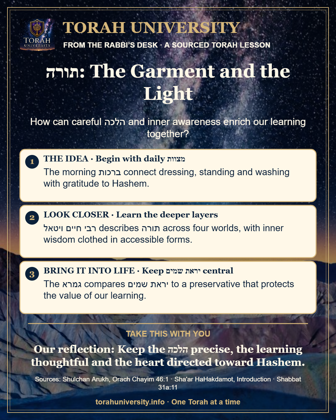 תורה: The Garment and the Light, a sourced Torah University lesson