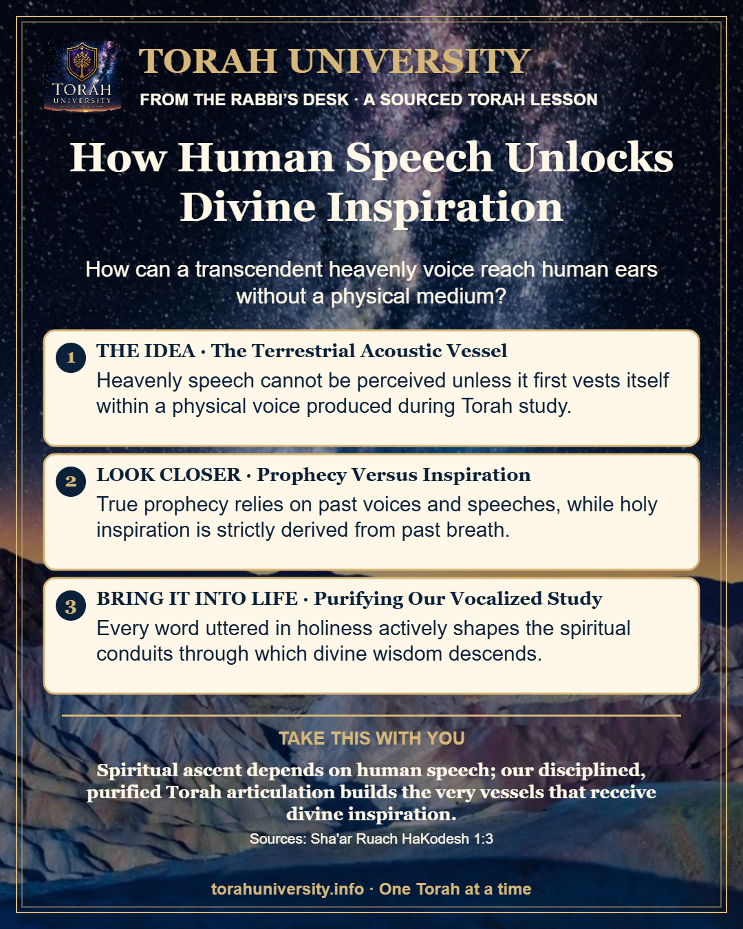 How Human Speech Unlocks Divine Inspiration — a sourced Torah University lesson