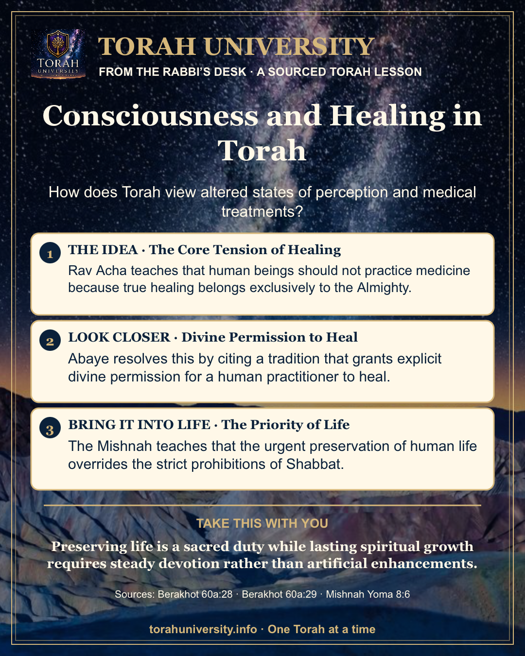 Consciousness and Healing in Torah, a sourced Torah University lesson