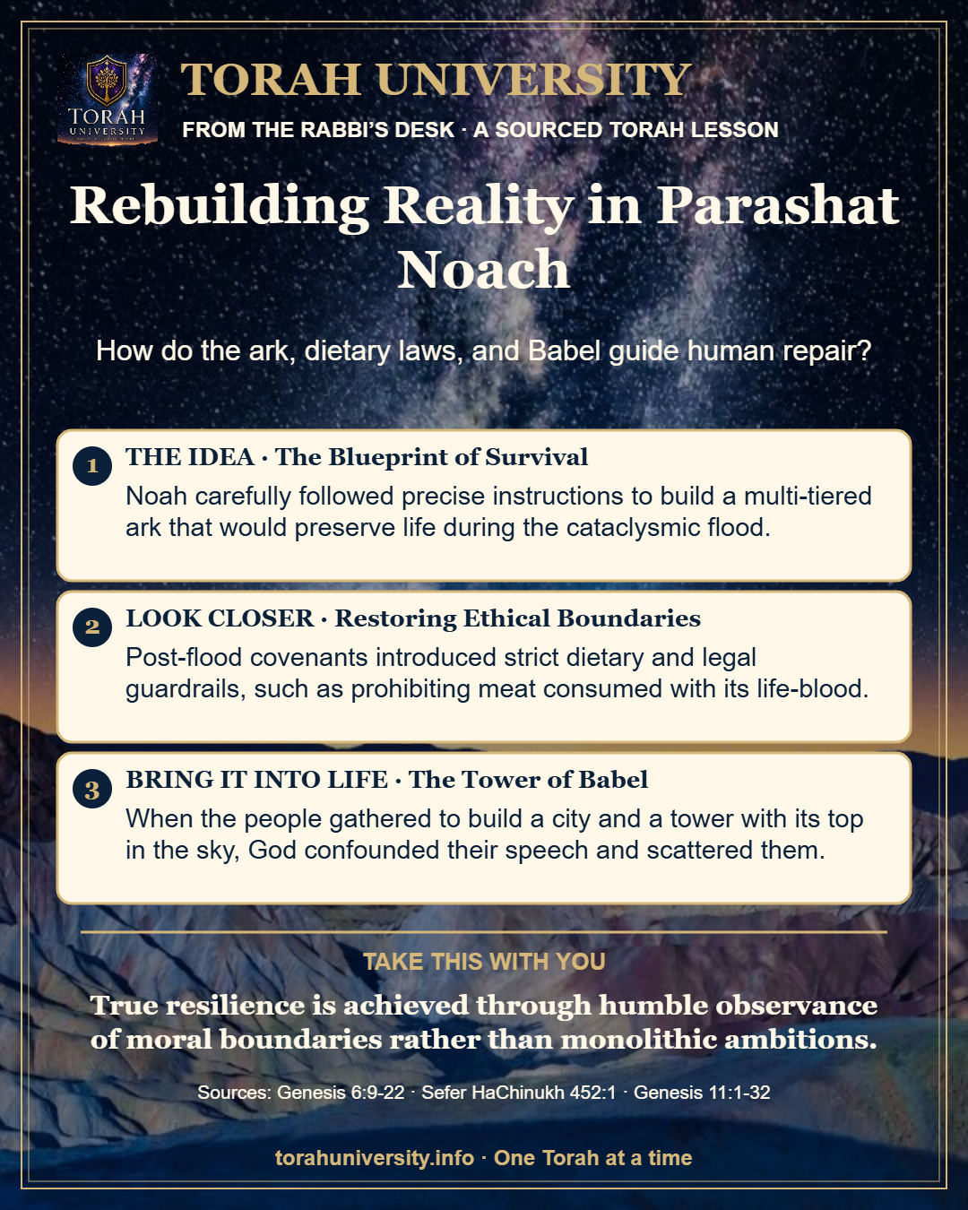 Rebuilding Reality in Parashat Noach — a sourced Torah University lesson