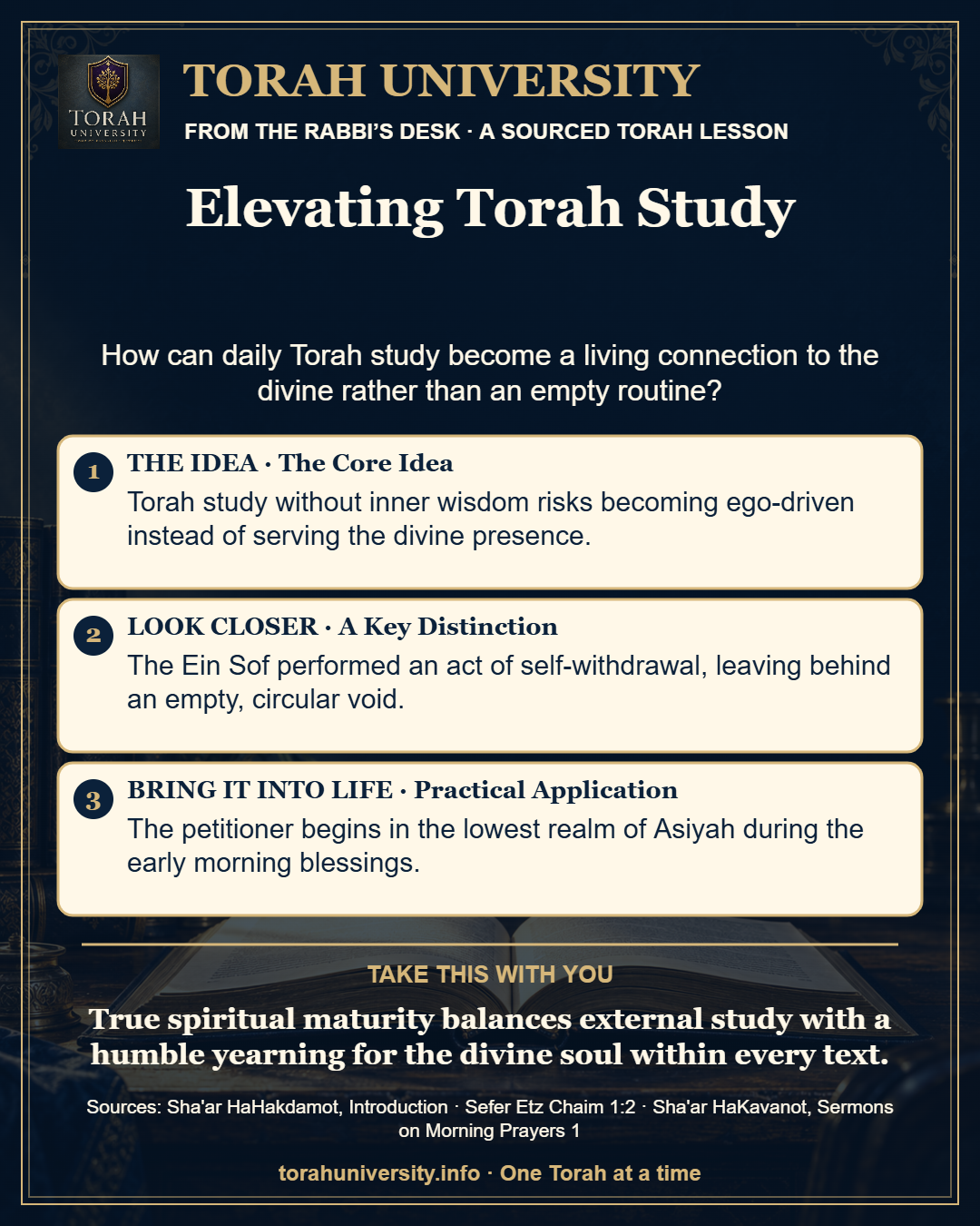 Elevating Torah Study — a sourced Torah University lesson