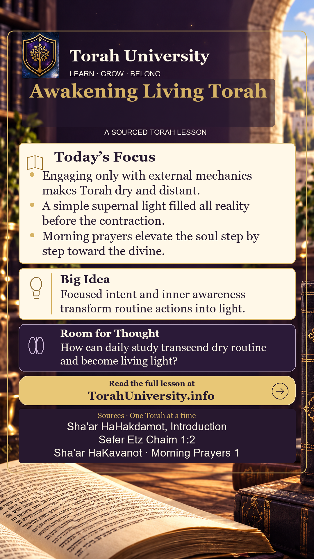 Awakening Living Torah, a sourced Torah University lesson