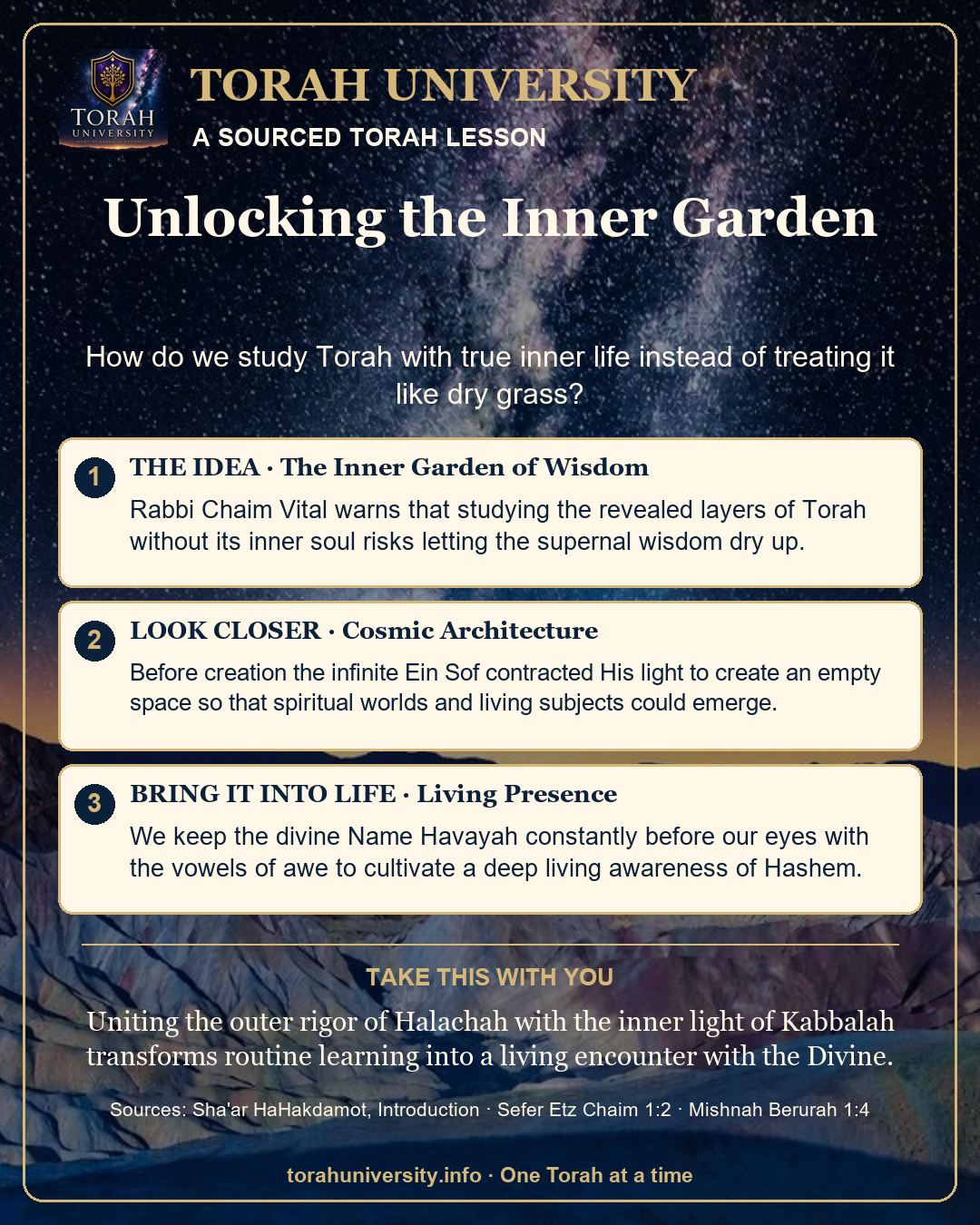 Unlocking the Inner Garden, a sourced Torah University lesson