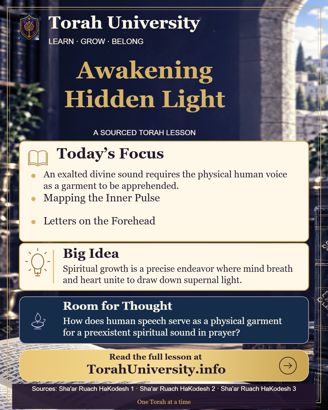 Awakening Hidden Light, a sourced Torah University lesson