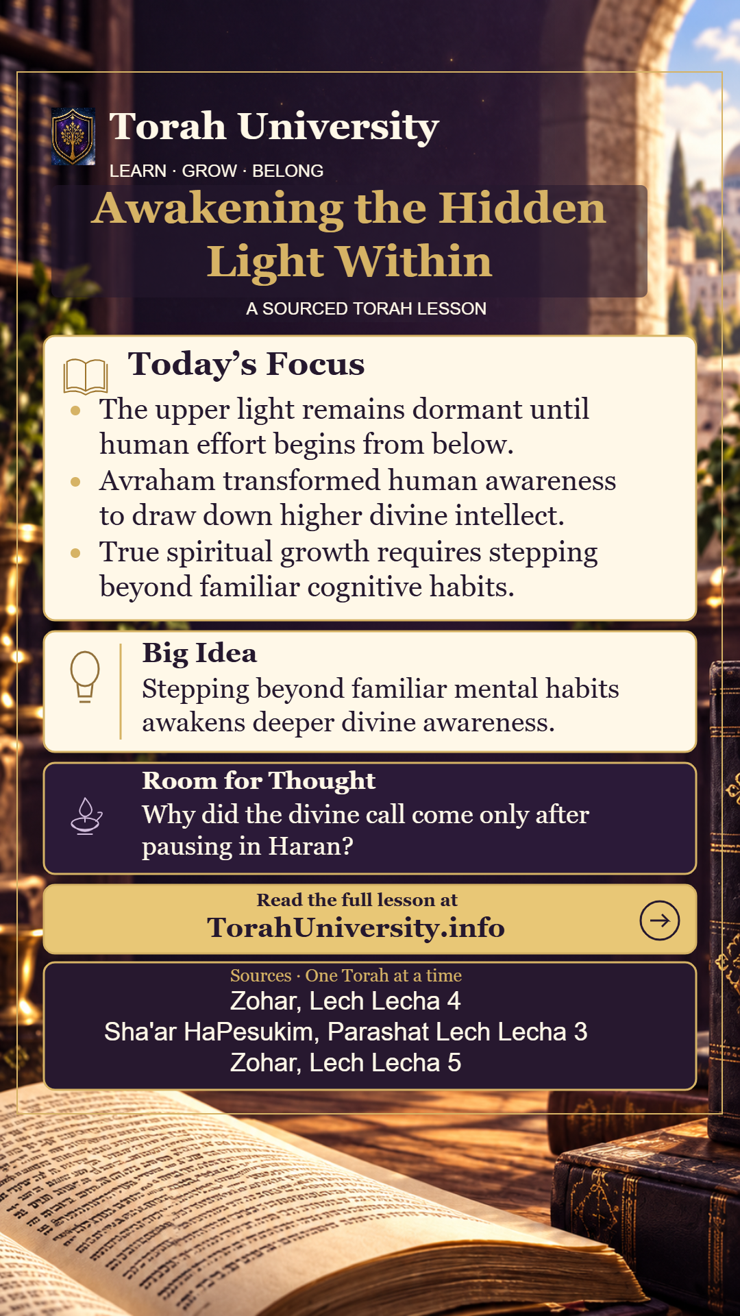Awakening the Hidden Light Within, a sourced Torah University lesson